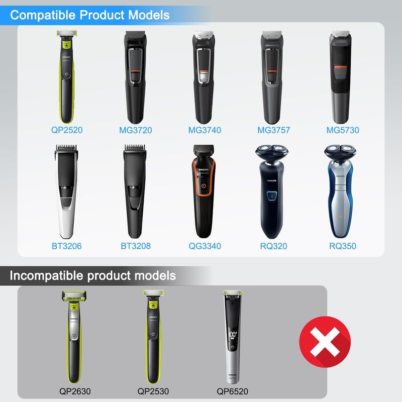 LIANSUM fekete borotvatöltő tápkábel Philips Norelco OneBlade QP2520 QP2620 RQ328 RQ338 RQ350 QG3340 4,3 V A00390 modellhez
