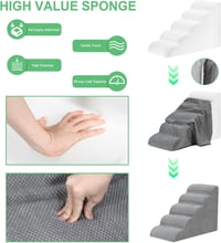 LIANTRAL 5 Lépcsős Kutyalépcső Ágyhoz és Kanapéhoz - Mosható Huzattal, Nagy Sűrűségű Habbal, Szőreltávolító Hengerrel, 30kg Teherbírás, Szür 8