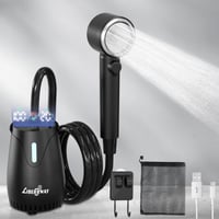 Duș de camping LIBERRWAY cu baterie și pompă, 8000 mAh, IPX8, 3 ore de utilizare, 5 trepte de viteză, cap de duș, furtun de 2 m, albastru 1