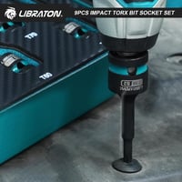 LIBRATON 9 részes Torx bit dugófej készlet 1/2" S2 acél T30-T80 ütésálló 9
