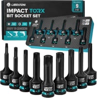 LIBRATON 9 részes Torx bit dugófej készlet 1/2" S2 acél T30-T80 ütésálló 1