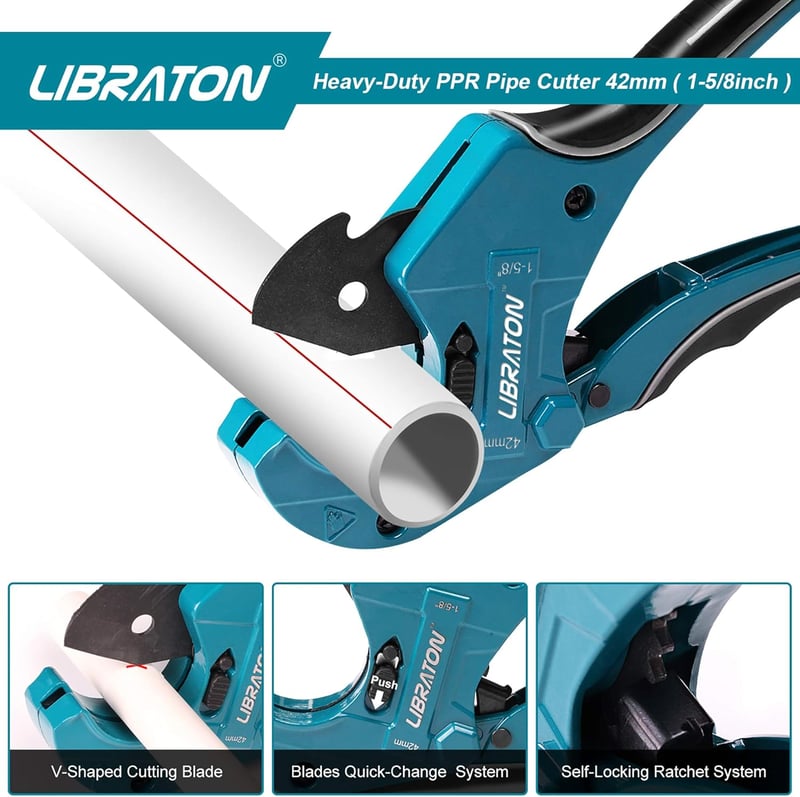 Libraton PVC csővágó 42mm, cserélhető pengével, műanyag csövekhez