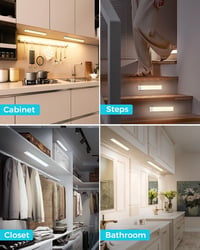 libtit 23cm LED Szekrény Világítás Mozgásérzékelővel - Dimmer Funkcióval 3000K-6500K Színhőmérséklet Akkumulátoros Konyhai Bútor Lámpa 6
