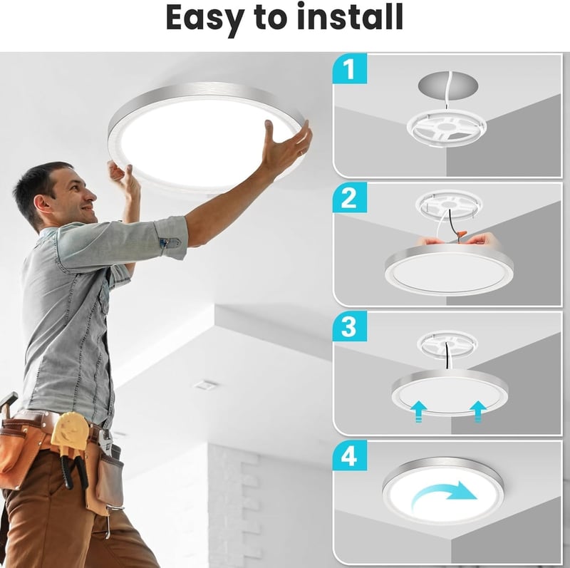 libtit LED Mennyezeti Lámpa Ezüst 15W 18cm Kerek Vízálló 3 Színhőmérséklet 3000K-6500K Modern Fürdőszoba Konyha Előszoba