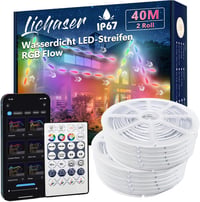 Lichaser 40m RGB LED szalag kültéri vízálló Bluetooth és RF távirányítóval 1