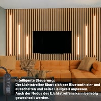 Bandă LED COB Lichaser pentru panouri acustice, 1 m, 6 role, 2700K alb cald, Bluetooth, aplicație și telecomandă, 12V, pentru panouri de perete, rafturi, dulapuri 3
