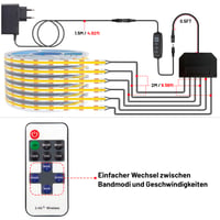 Bandă LED COB Lichaser pentru panouri acustice, 1 m, 6 role, 2700K alb cald, Bluetooth, aplicație și telecomandă, 12V, pentru panouri de perete, rafturi, dulapuri 7