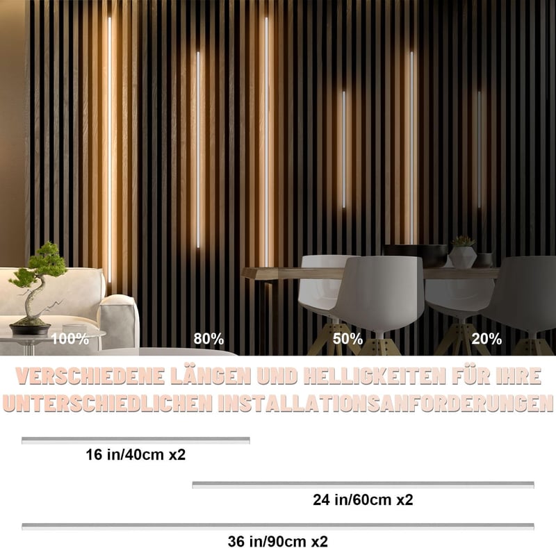 Lichaser LED szalag akusztikus panelhez 6db dimmelhető meleg fehér (2*40+2*60+2*90 cm)