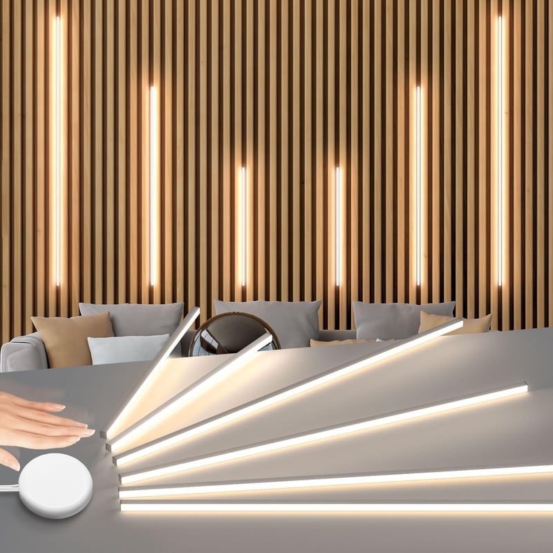 Lichaser LED szalag akusztikus panelhez, 6 db dimmelhető meleg fehér, önragasztó  (2 x 40 + 4 x 70 cm)