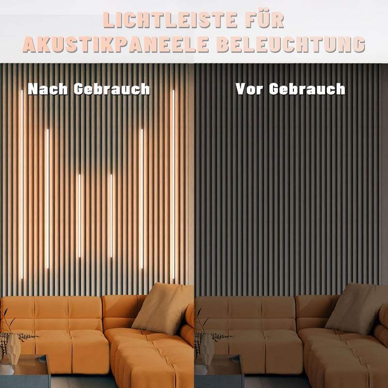 Lichaser LED szalag akusztikus panelhez, 6 db dimmelhető meleg fehér, önragasztó  (2 x 40 + 4 x 70 cm)