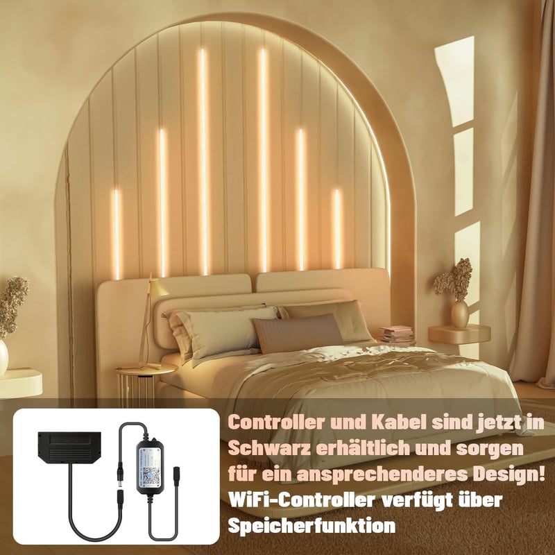 Lichaser LED szalag akusztikus panelokhoz, 6 db, meleg fehér, Alexa kompatibilis (2 x 40 + 4 x 70 cm)