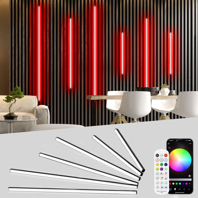 Lichaser RGB LED szalag akusztikus panelokhoz WiFi Alexa 6db (2 x 40 + 2 x 60 + 2 x 90 cm)