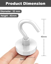 Lictin Mágneses Horgok 6 db Neodímium Mágnes 38 kg Teherbírás Fehér 3