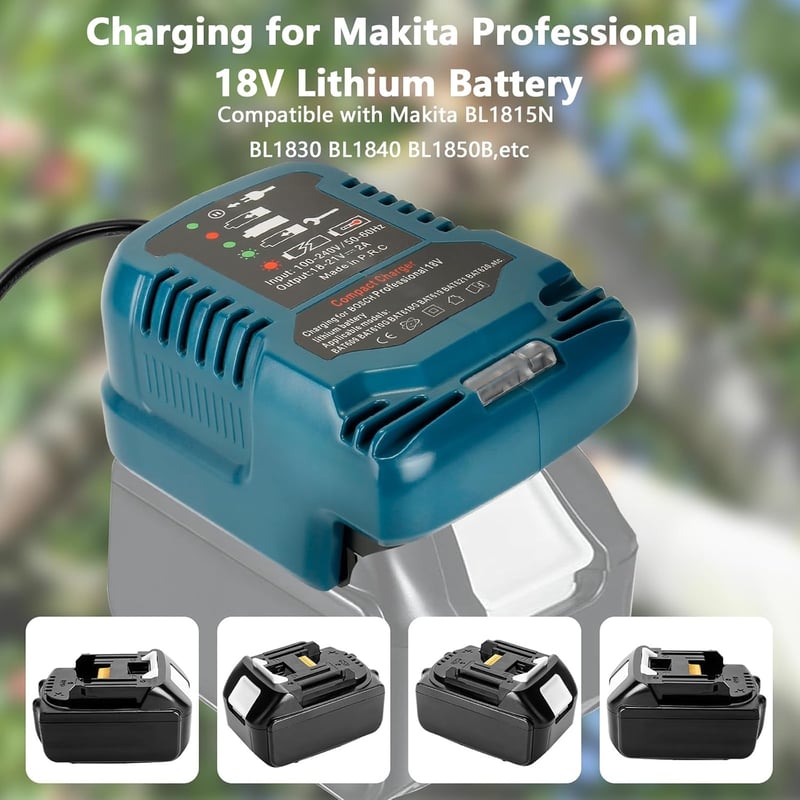 Lieberwell Töltő Makita 18V Akkumulátorokhoz, Hordozható Mini Gyorstöltő LED Kijelzővel BL1815N BL1830 BL1840 BL1850B BL1860 Kompatibilis