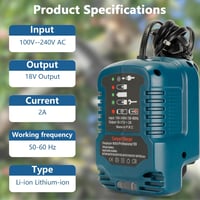 Lieberwell Töltő Makita 18V Akkumulátorokhoz, Hordozható Mini Gyorstöltő LED Kijelzővel BL1815N BL1830 BL1840 BL1850B BL1860 Kompatibilis 6