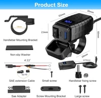 Lieberwell Vízálló Motoros USB Töltő 12V-24V Quick Charge 3.0 Type-C + USB-A LED Voltmérővel és Kapcsolóval 6