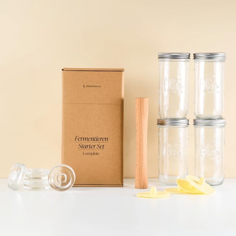 LIEBLINGSGLAS Fermentálás Kezdőcsomag Üvegsulyokkal és Fakalapáccsal