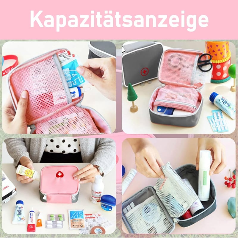 Liekadijiae 2 db hordozható gyógyszeradagoló táska, utazási elsősegély csomag, kempingezéshez és túrázáshoz
