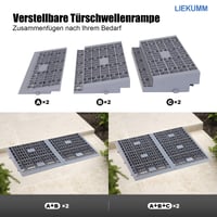 Prahová rampa LIEKUMM, výška 7,5 cm, nosnosť 1400 kg, modulárna prenosná prahová rampa pre invalidné vozíky a schody 5