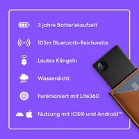 Life360 Tile Slim Bluetooth Tracker - Pénztárca és Kulcs Kereső, iOS Android Kompatibilis - 1er-Pack, black 7