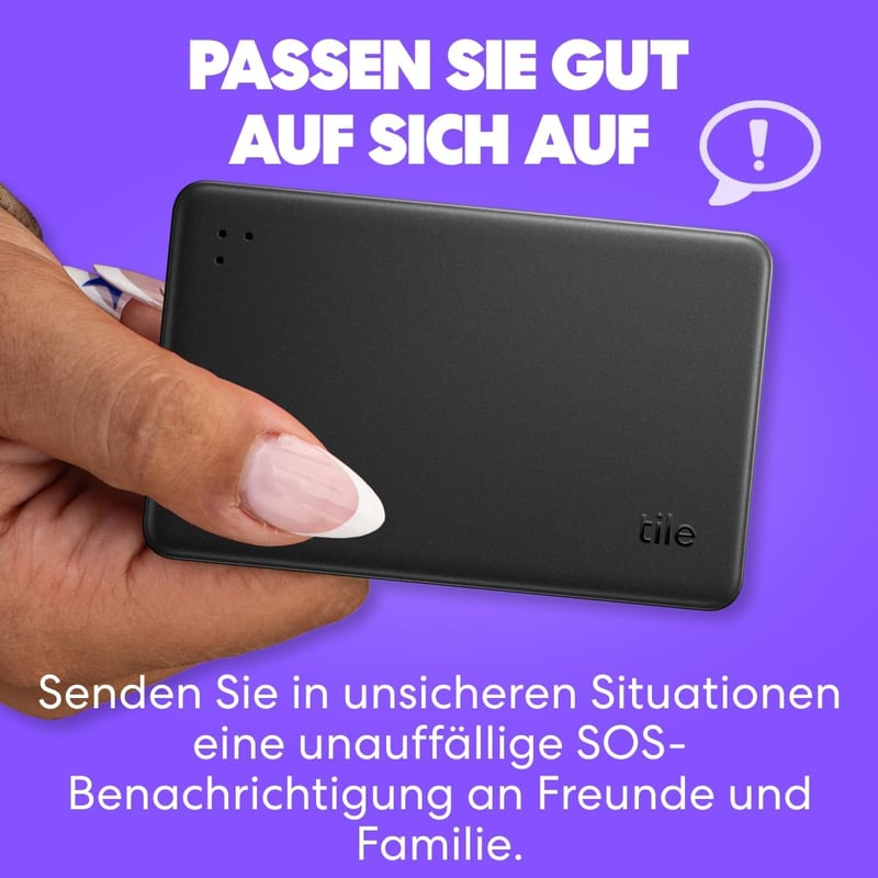 Life360 Tile Slim Bluetooth Tracker - Pénztárca és Kulcs Kereső, iOS Android Kompatibilis - 1er-Pack, black