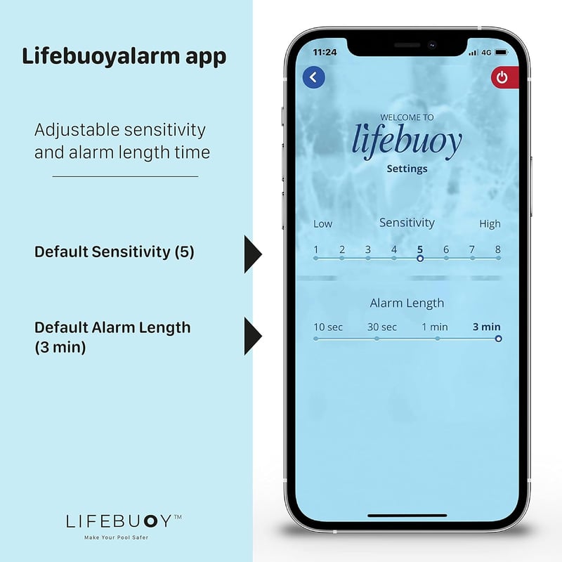 Lifebuoy Okos Medence Riasztó Rendszer Mozgásérzékelővel és Alkalmazásvezérléssel