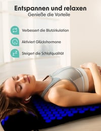 LifeGoods Akupresszúrás Matrac Párnával - Fekete-Kék Masszázs Szőnyeg Hátfájásra - Tüskés Jóga Matrac Stresszoldáshoz 2