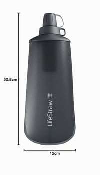 Skladacia fľaša s vodným filtrom LifeStraw Peak Series, 1 liter, bez BPA, tmavosivá – na turistiku, beh a cyklistiku 8
