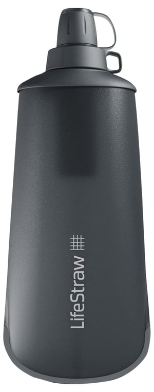 LifeStraw Peak Series sklopiva boca s filtrom za vodu od 1 litre, bez BPA, tamnosiva – za planinarenje, trčanje, biciklizam