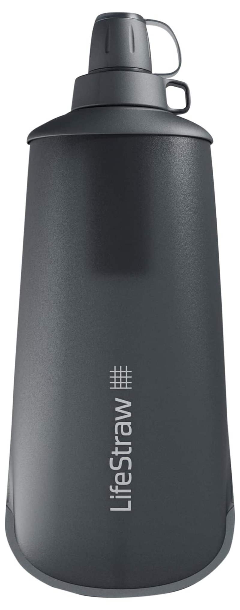 Skladacia fľaša s vodným filtrom LifeStraw Peak Series, 1 liter, bez BPA, tmavosivá – na turistiku, beh a cyklistiku