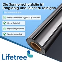 Lifetree Tükör Ablakfólia 90x200cm Hővisszaverő Öntapadós Napvédelem Fekete-Ezüst 8