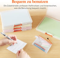 Lifewit 12 db Átlátszó Tárolódoboz Fedéllel és Fogantyúval - A4 Irattároló Doboz Cipzáras Zsebekkel, Címkékkel - Egymásba Rakható Műanyag Re 6