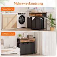 Lifewit 135L 3 rekeszes szennyesgyűjtő polccal, fiókkal és görgőkkel, barna 9
