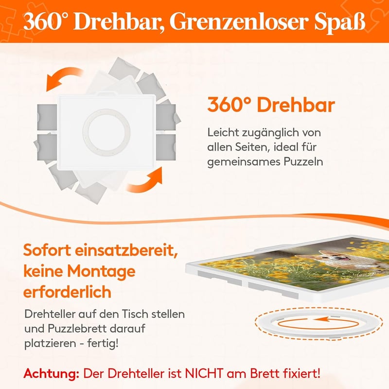 Lifewit 1500 darabos forgó puzzle tábla 4 fiókkal és védőborítással, hordozható puzzle tálca - Rotatable and with tilt stand