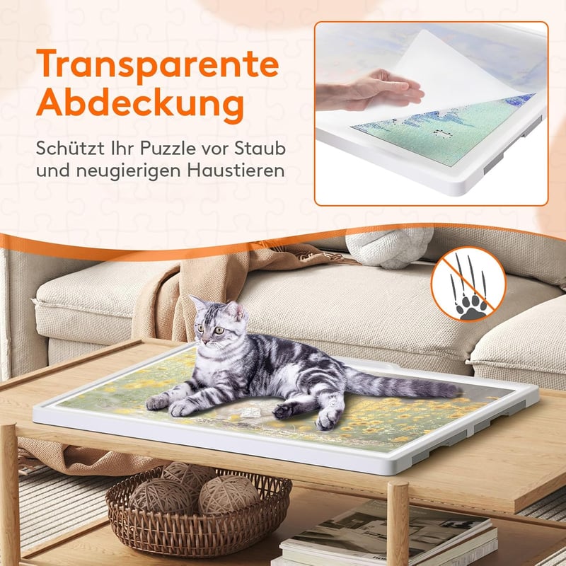 Lifewit 1500 darabos forgó puzzle tábla 4 fiókkal és védőborítással, hordozható puzzle tálca - Rotatable and with tilt stand