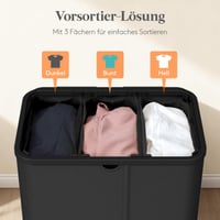 Coș de rufe Lifewit 165L cu capac și 3 compartimente, negru 3