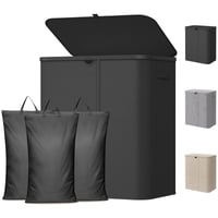Coș de rufe Lifewit 165L cu capac și 3 compartimente, negru 1