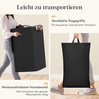 Coș de rufe Lifewit 165L cu capac și 3 compartimente, negru 7
