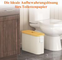 Lifewit 23L Bambusz Fürdőszobai Tárolókosár WC Papírnak, Fehér Oxford Szövettel, Fedéllel, Állítható Szekrény, 43x17x31 cm - White 2
