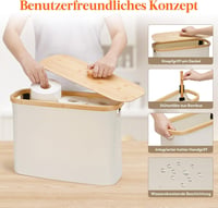Lifewit 23L Bambusz Fürdőszobai Tárolókosár WC Papírnak, Fehér Oxford Szövettel, Fedéllel, Állítható Szekrény, 43x17x31 cm - White 4