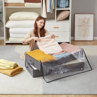 Lifewit 3 darabos 75L ágy alatti ruhatároló doboz fedéllel, összehajtható textil tárolózsák ruhákhoz, szürke 8