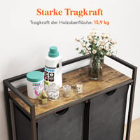 Lifewit 3 rekeszes szennyestároló kosár 2 polccal, 120L, 3 levehető zsákkal - rusztikus barna 6