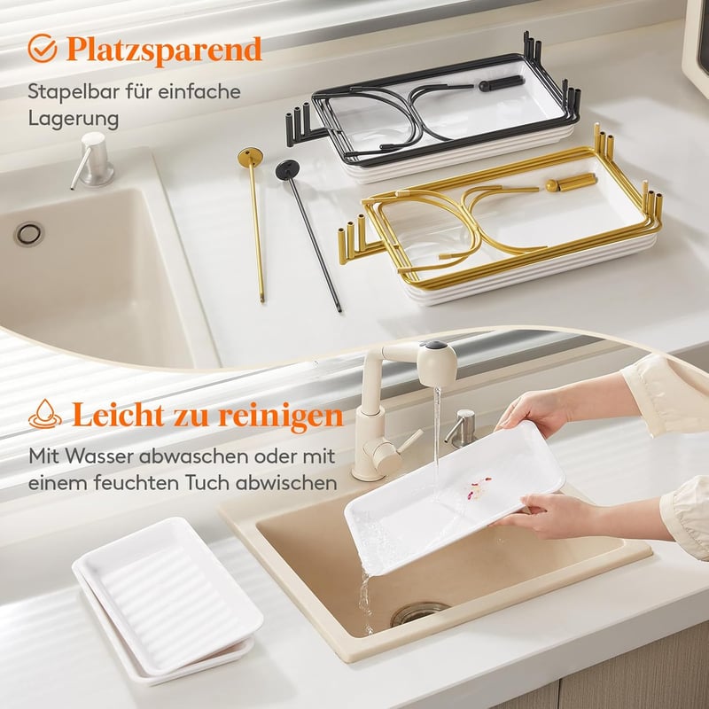 Lifewit 3 szintes forgó tálca szett 30x17 cm tányérral, összecsukható fém polccal