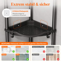 Lifewit 3 szintes sarokpolc fürdőszobai tárolóval, rozsdamentes fém, 4 horoggal, 34cm 3