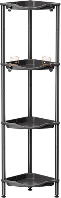 Lifewit 3 szintes sarokpolc fürdőszobai tárolóval, rozsdamentes fém, 4 horoggal, 34cm 1