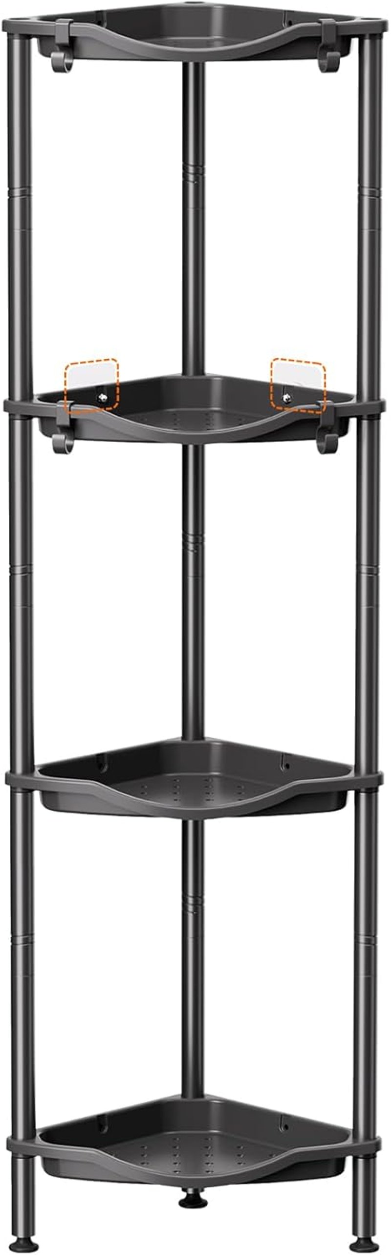 Lifewit 3 szintes sarokpolc fürdőszobai tárolóval, rozsdamentes fém, 4 horoggal, 34cm