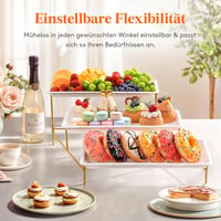 Lifewit 3 szintes tortaállvány összecsukható sárga fém polccal, 36x17 cm tálcákkal 6