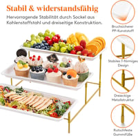 Lifewit 3 szintes tortaállvány összecsukható sárga fém polccal, 36x17 cm tálcákkal 5