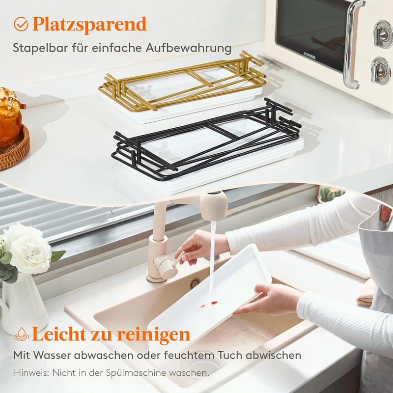 Lifewit 3 szintes tortaállvány összecsukható sárga fém polccal, 36x17 cm tálcákkal