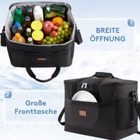 Geantă frigorifică pliabilă Lifewit 30L, coș termoizolant de mare capacitate pentru picnic, depozitare alimente, capacitate 50 de doze, negru 5